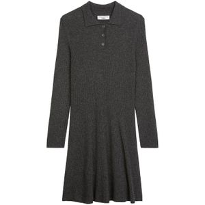 Marc O'Polo DENIM - Gebreide Jurk - Donkergrijs - Knielengte - Polokraag