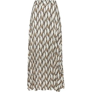 Strokenrok - Crème/Kaki - Met Split - Alloverprint - Normale Taillehoogte