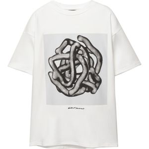 Pull&Bear Shirt  antraciet / zwart / wit