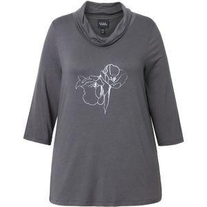 Ulla Popken Shirt  basaltgrijs / wit