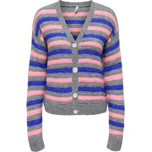 ONLY Gebreid vest 'ONLPoppy'  donkerblauw / grijs gemêleerd / rosa