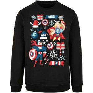 F4NT4STIC Sweatshirt 'Marvel Universe Thor And Captain America Christmas Day'  enziaan / rood / zwart / wit