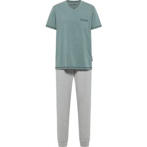 Bruno Banani Pyjama kort 'BURKE'  grijs gemêleerd / jade groen