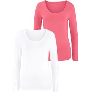 Vivance - Shirt - Abrikoos - Lange Mouwen - Set van 2