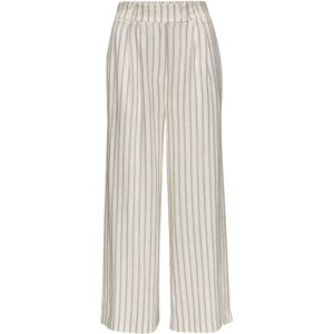 Haarlem - Linnenbroek - Crème/Zwart Gestreept - Wijd Been - Zakken