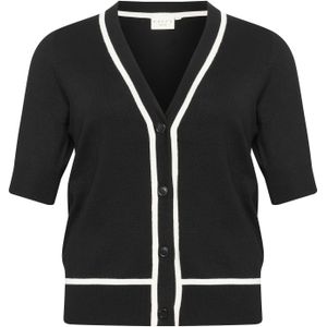 KAFFE CURVE Gebreid vest  beige / zwart