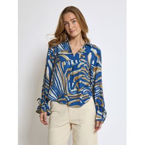 DESIRES Blouse 'Isa'  blauw / cognac / wit