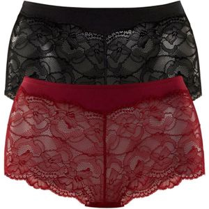 Vivance - Hipster - Ondergoed - Bordeaux/Zwart - Set van 2