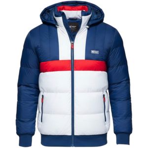 Ombre Winterjas  donkerblauw / rood / wit