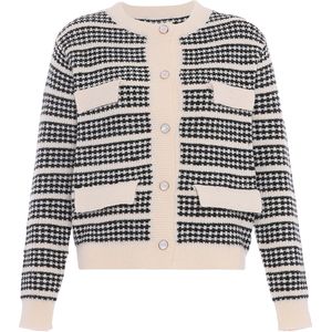 faina Gebreid vest  zwart / wolwit