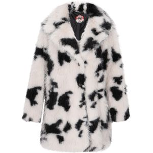 Mymo - Jas - Wit Zwart - Dames - Statement-jack met Bontpatroon