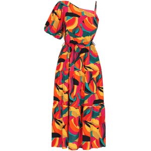 IZIA Zomerjurk  geel / groen / oranje / rood / zwart