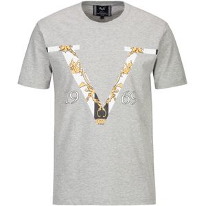 19V69 ITALIA Shirt 'Kiano'  geel / grijs gemêleerd / wit