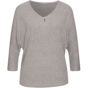 Vleermuismouwen - Knoopsluiting - Jersey - V-hals - Mélange - Driekwart Mouw