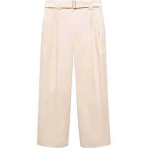 MANGO Bandplooibroek 'Myriam'  lichtbeige