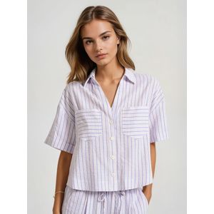 Funky Buddha Blouse  sering / violetblauw / wit