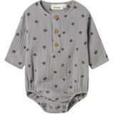 Shirt - Romper - Geweven Stof - Lange Mouwen - Knoopsluiting - Geborduurd