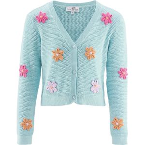 Gebreid Vest - V-hals - Katoen - Lange Mouw - Bloemenprint