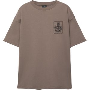 Pull&Bear Shirt 'TAKE A LOOK'  bruin / zwart / wit