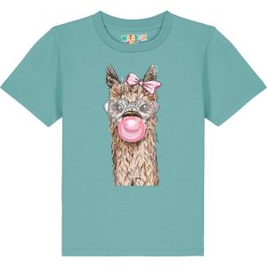 watabout.kids Shirt 'Alpaka'  beige / turquoise / bruin / rosa