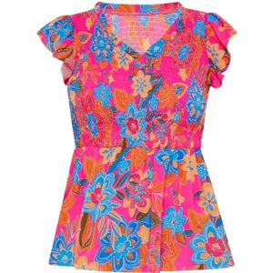 FELIPA Blouse 'Fashion Look'  blauw / bruin / mandarijn / pink