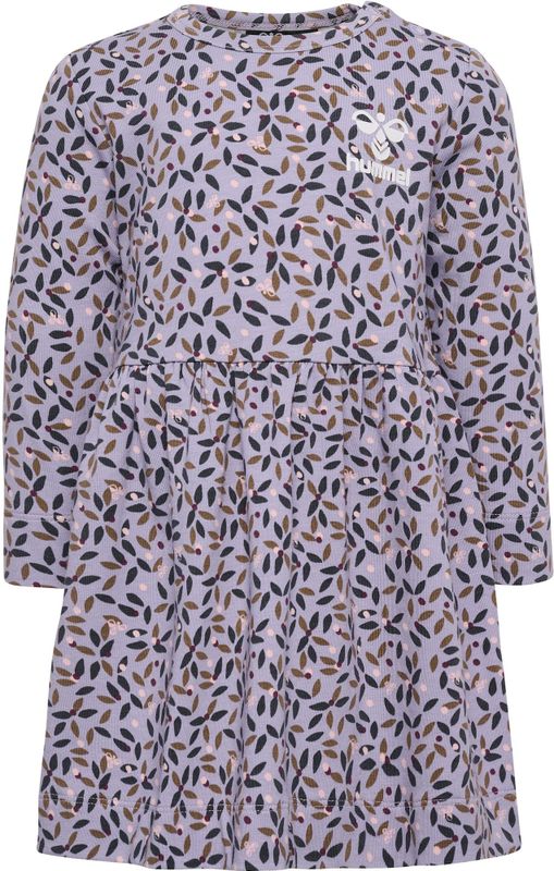 Hummel - Jurk - Kaki - Jersey - Lange Mouw - Bloemenprint