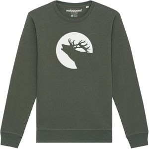 Watapparel Sweatshirt ' Röhrender Hirsch '  olijfgroen / wit