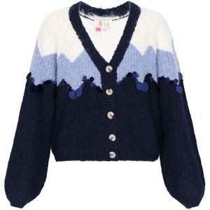 IZIA Gebreid vest  marine / hemelsblauw / offwhite