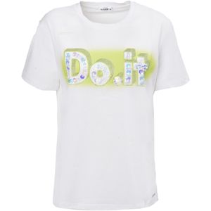 Influencer Shirt 'Do-it'  blauw / appel / zilver / wit