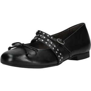 Ballerina's - Effen - Leer - Platte Hak - Ronde Neus