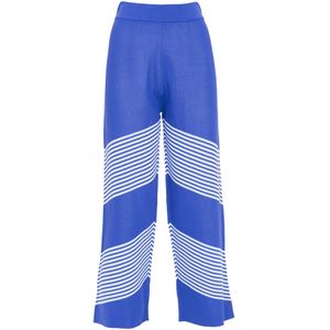 Influencer Broek 'Striped knit pants'  royal blue/koningsblauw / wit