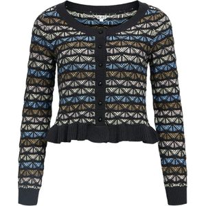 OBJECT Gebreid vest 'OBJTASHA'  beige / lichtblauw / zwart / wit