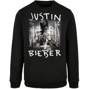 F4NT4STIC Sweatshirt 'Justin Bieber Purpose Album Cover'  grijs / zwart / wit