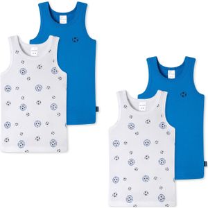 SCHIESSER Onderhemd  neonblauw / zwart / wit