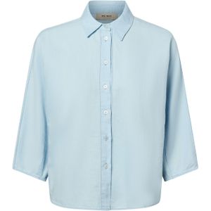 MOS MOSH - Blouse - Lichtblauw - Klassieke Blouse - Driekwart Mouw