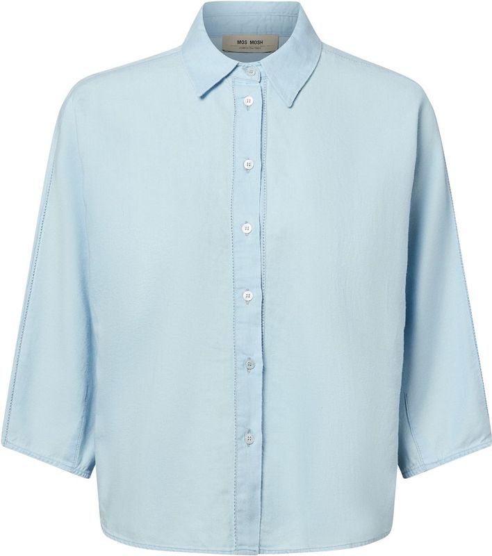 MOS MOSH - Blouse - Lichtblauw - Klassieke Blouse - Driekwart Mouw
