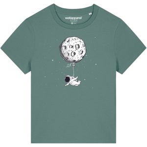 Watapparel Shirt 'Funny Spaceman'  groen / zwart / wit