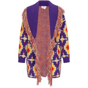 IZIA Gebreid vest  lichtblauw / geel / lila / oranjerood