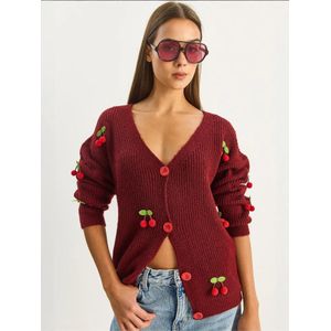 Bianco Lucci Gebreid vest  groen / rood / bourgogne