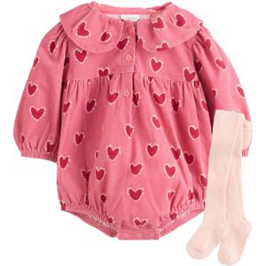 Next Rompertje/body  beige / donkerroze / rood