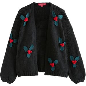 Next Gebreid vest  petrol / knalrood / zwart