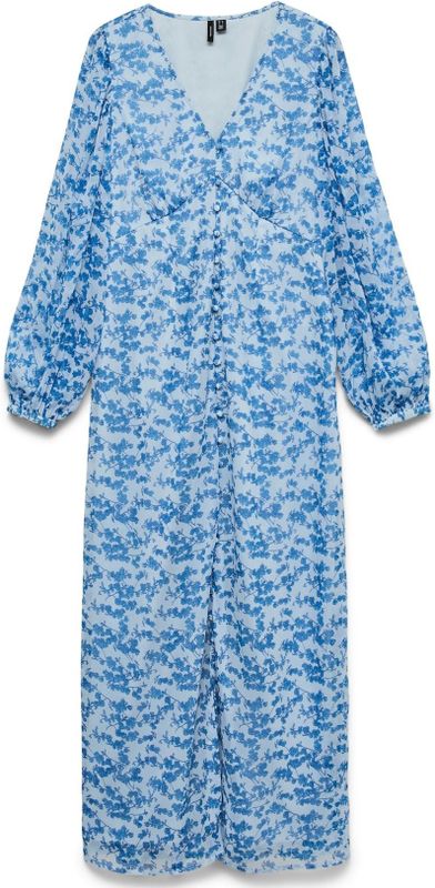 Vmsmilla - Lange Jurk - Gebloemd - V-Hals - Lange Mouwen - Enkel Lengte