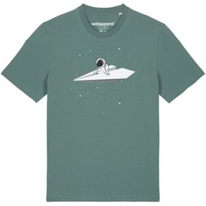 Watapparel Shirt 'Fly me to the moon'  groen / wit