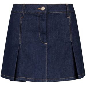 Plooirok - Effen - Denim - Kort - Normale Pasvorm