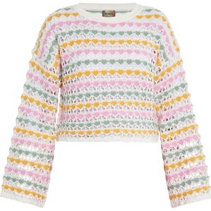 ebeeza Trui  goudgeel / jade groen / lichtroze / wit