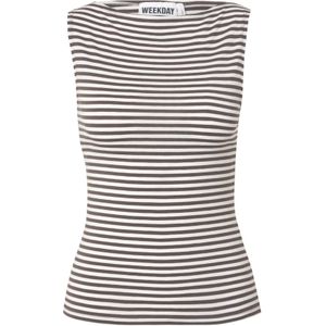 WEEKDAY Top 'Annie'  antraciet / wit