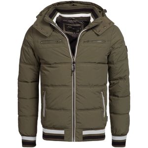 INDICODE JEANS Winterjas 'Marlon'  olijfgroen / wit