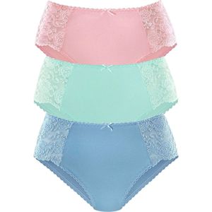 Slips - Blauw/Roze/Mint - Katoen - Schulprandjes met Strik en Kant