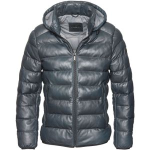 Bugatti - Gewatteerd Leren Jack - Blauw - Heren