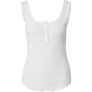 Tanktops - Wit - Zonder Kraag - Mouwloos - Korte Knoopsluiting